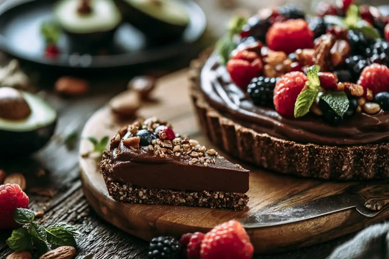 No-Bake Vegan Chocolate Avocado Mousse Tart 3 No-Bake Vegan Chocolate Avocado Mousse Tart