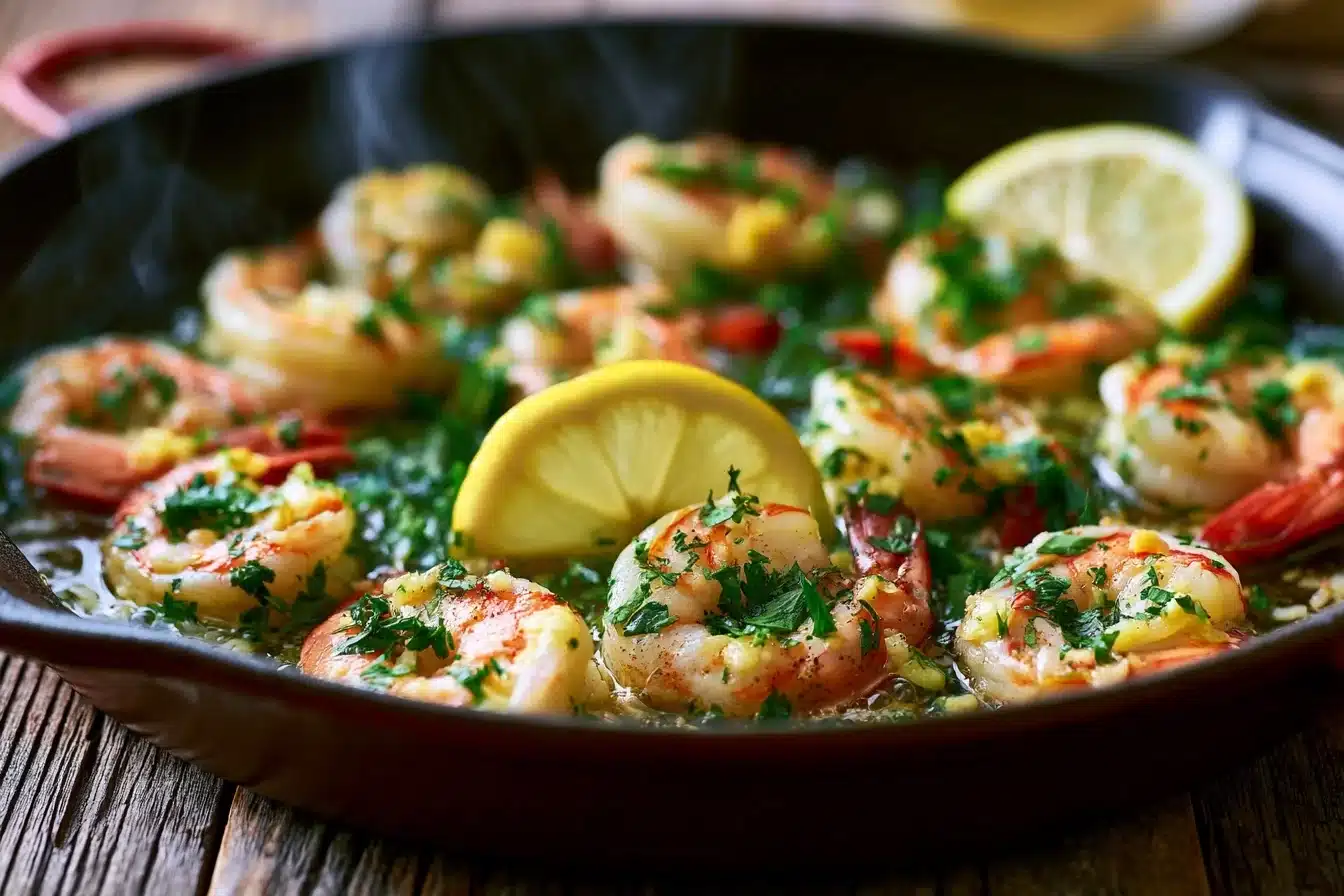 Insanely Good One-Pan Lemon Garlic Butter Shrimp 2 Insanely Good One-Pan Lemon Garlic Butter Shrimp served with fresh parsley and lemon slices