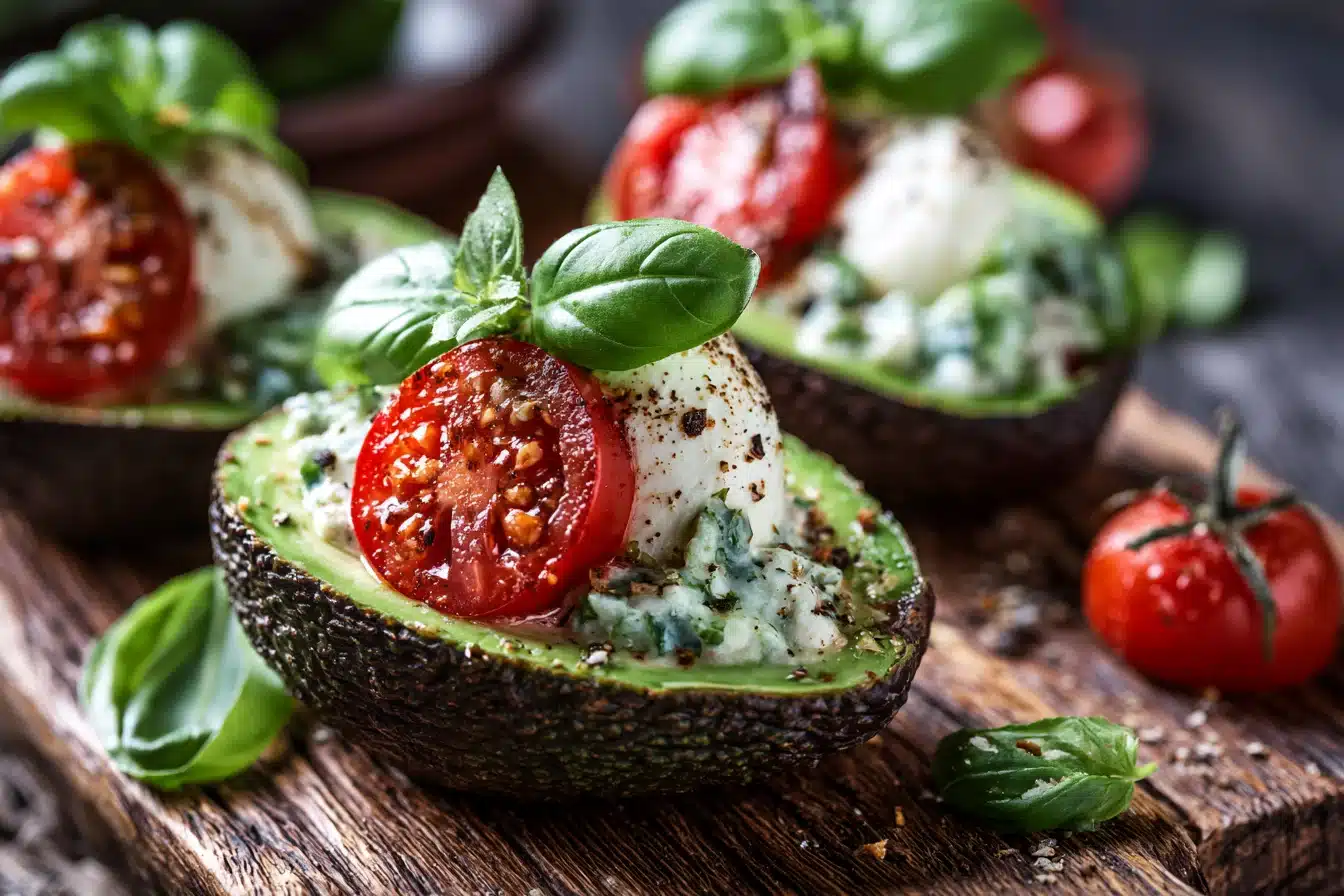 Caprese Stuffed Avocados 2 Caprese Stuffed Avocados