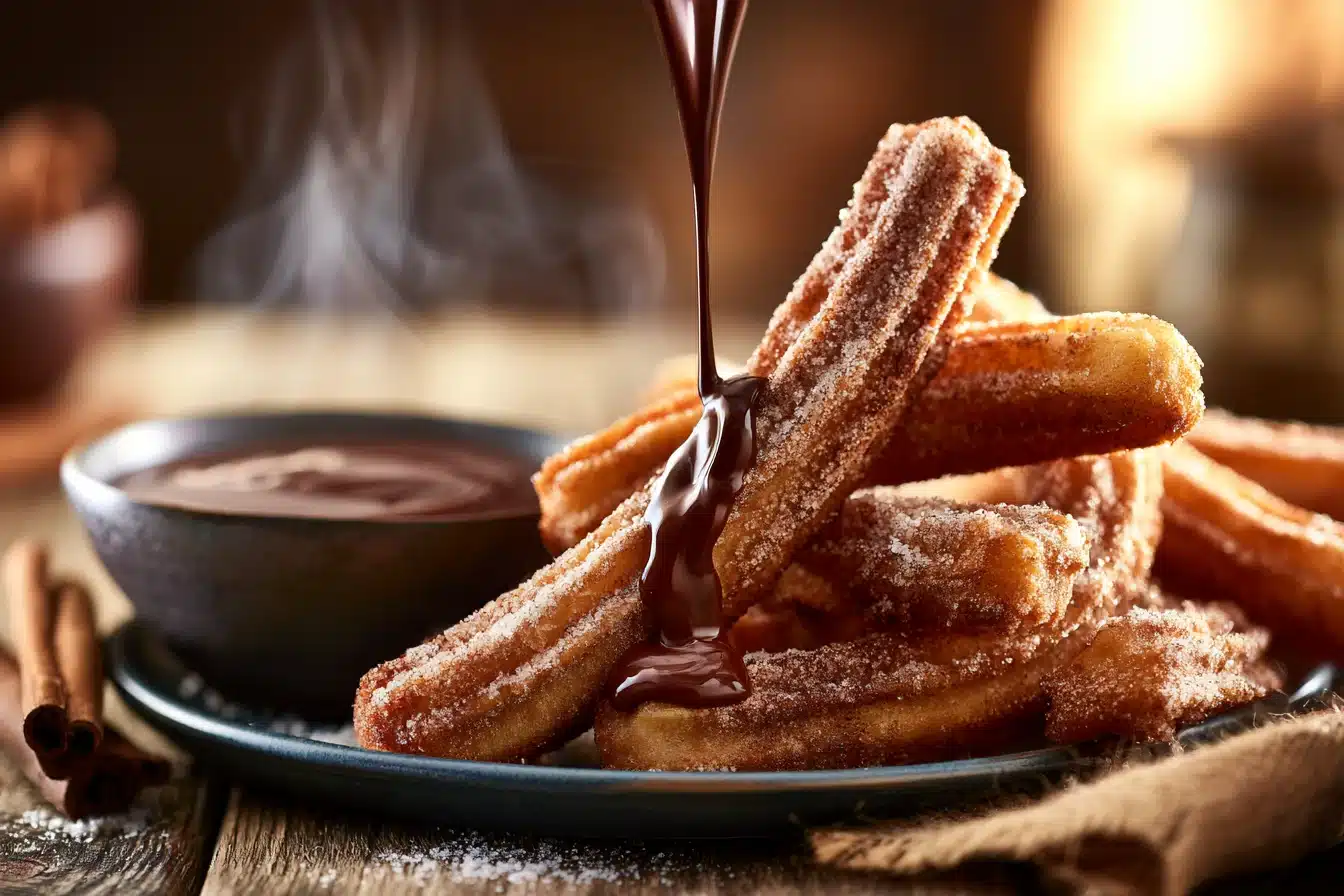 Cinnamon Sugar Churros with Chocolate Sauce 2 Cinnamon Sugar Churros with Chocolate Sauce