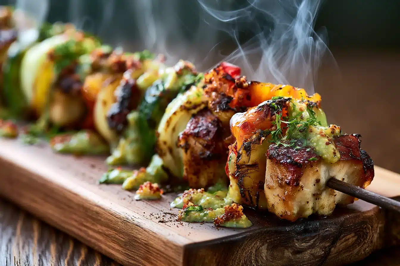 Honey Mustard Chicken and Vegetable Skewers 2 Honey Mustard Chicken and Vegetable Skewers