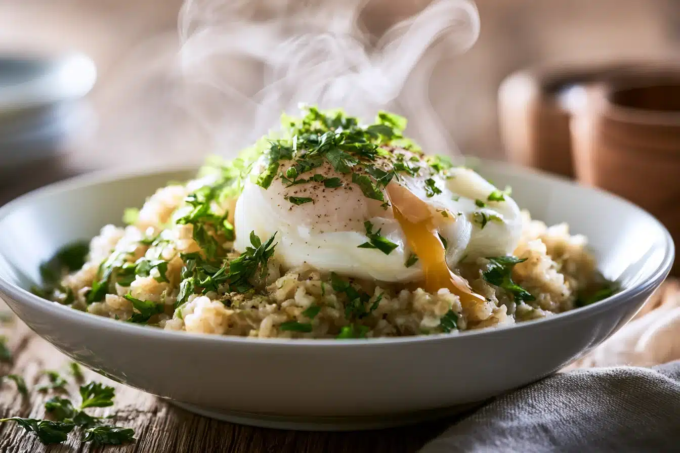 Savory Oatmeal with Poached Egg 3 Savory Oatmeal with Poached Egg