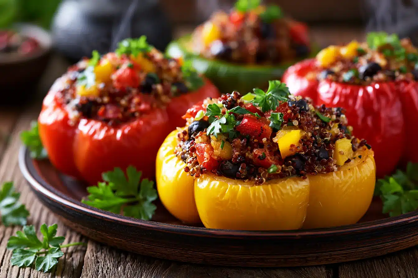 Savory Quinoa and Black Bean Stuffed Peppers 2 Savory Quinoa and Black Bean Stuffed Peppers