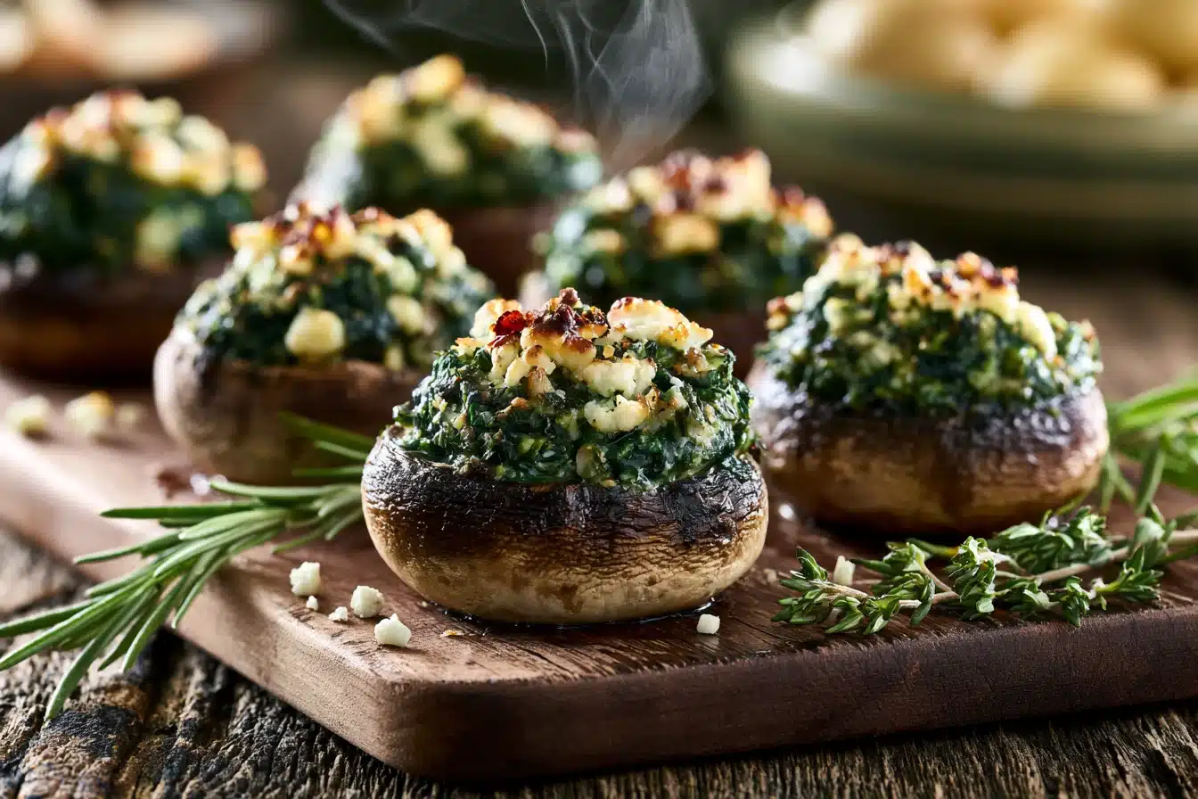 Savory Spinach and Feta Stuffed Mushrooms 2 Savory Spinach and Feta Stuffed Mushrooms