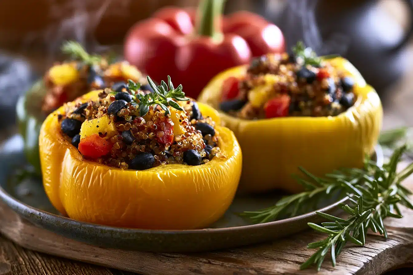 Savory Stuffed Bell Peppers with Quinoa and Black Beans 2 Savory Stuffed Bell Peppers with Quinoa and Black Beans
