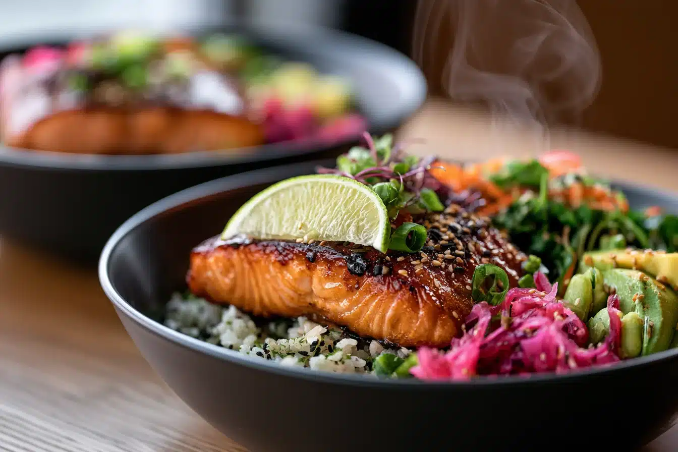Teriyaki Salmon Bowls 2 Teriyaki Salmon Bowls