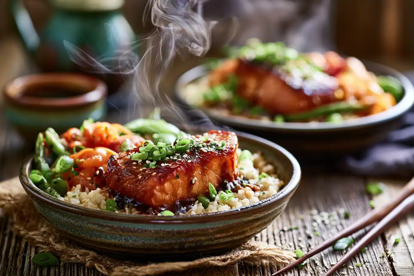 Teriyaki Salmon Bowls 3 Teriyaki Salmon Bowls