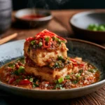 Crispy Baked Tofu with Spicy Sauce 1 crispy baked tofu with spicy sauce