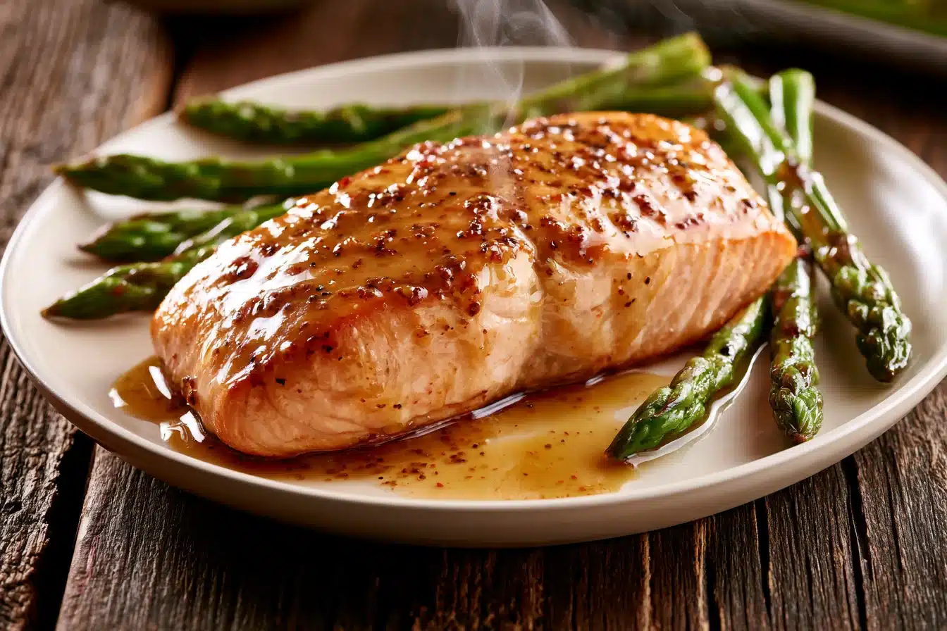 Honey Mustard Glazed Salmon with Asparagus 2 Honey Mustard Glazed Salmon with Asparagus