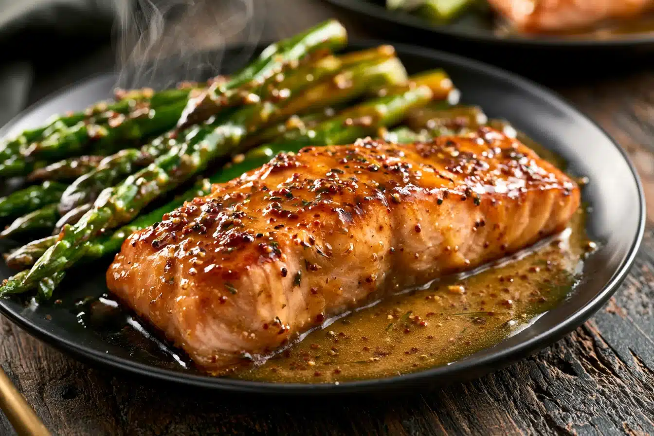 Honey Mustard Glazed Salmon with Asparagus 3 Honey Mustard Glazed Salmon with Asparagus