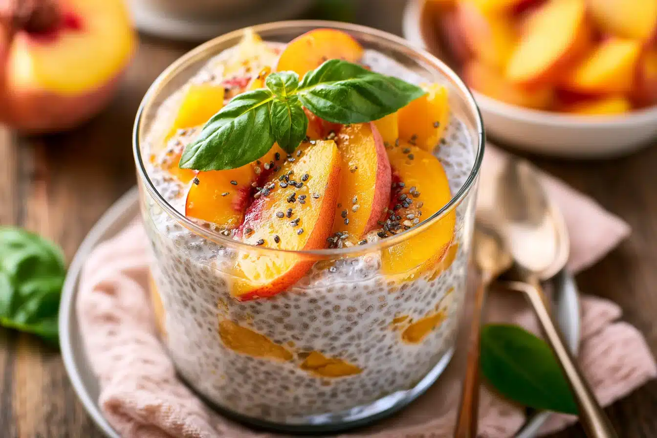 Peach Basil Chia Seed Pudding 2 Peach Basil Chia Seed Pudding