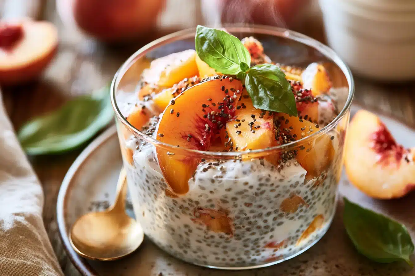 Peach Basil Chia Seed Pudding 3 Peach Basil Chia Seed Pudding