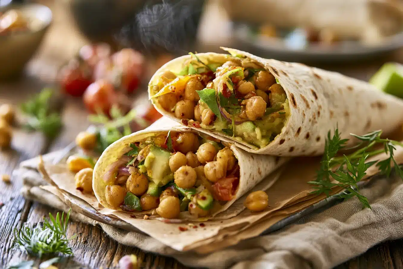 Spicy Chickpea and Avocado Wraps 2 Spicy Chickpea and Avocado Wraps